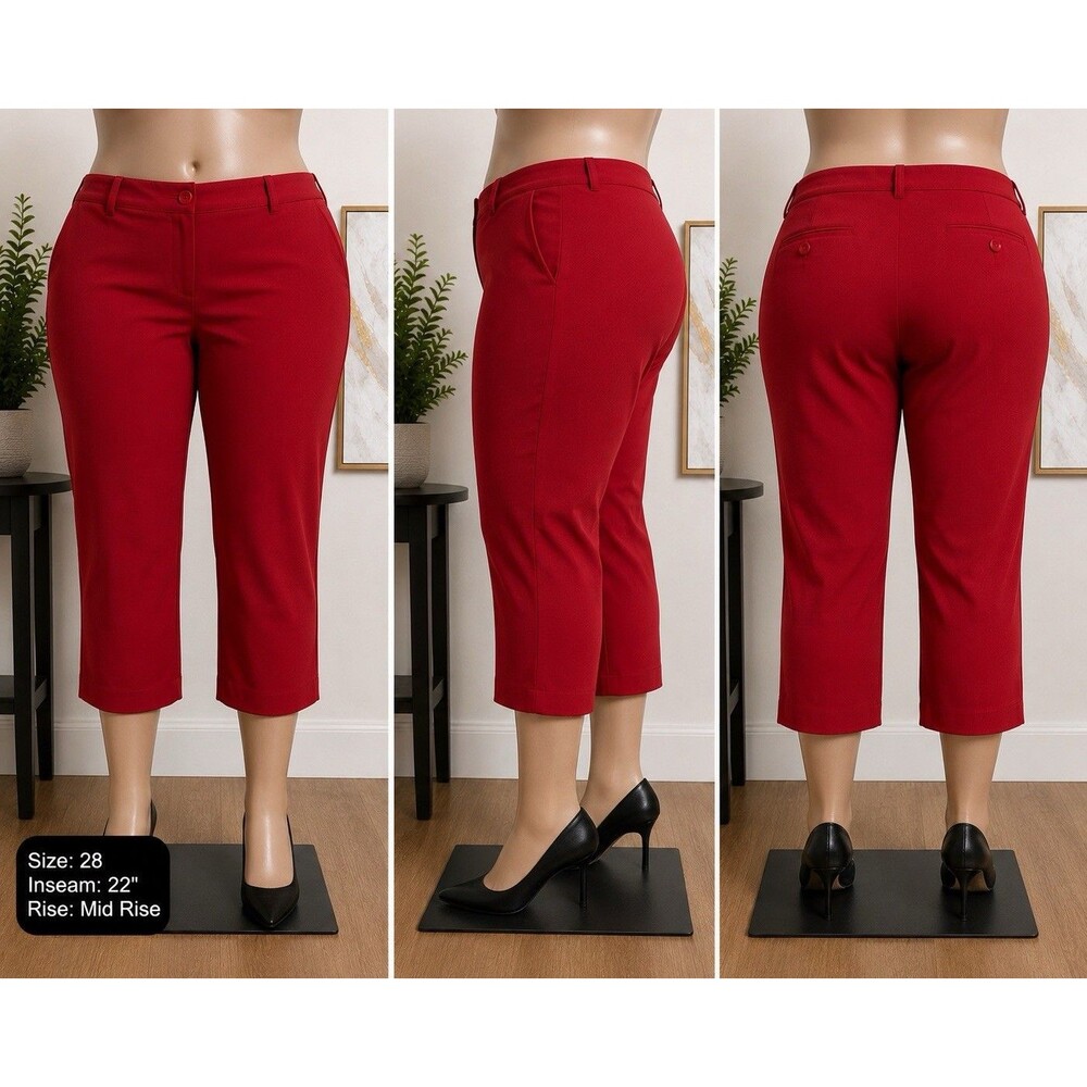 Lane Bryant Size 28 Regular Dress Pants Red Straight Leg  Office Plus Size